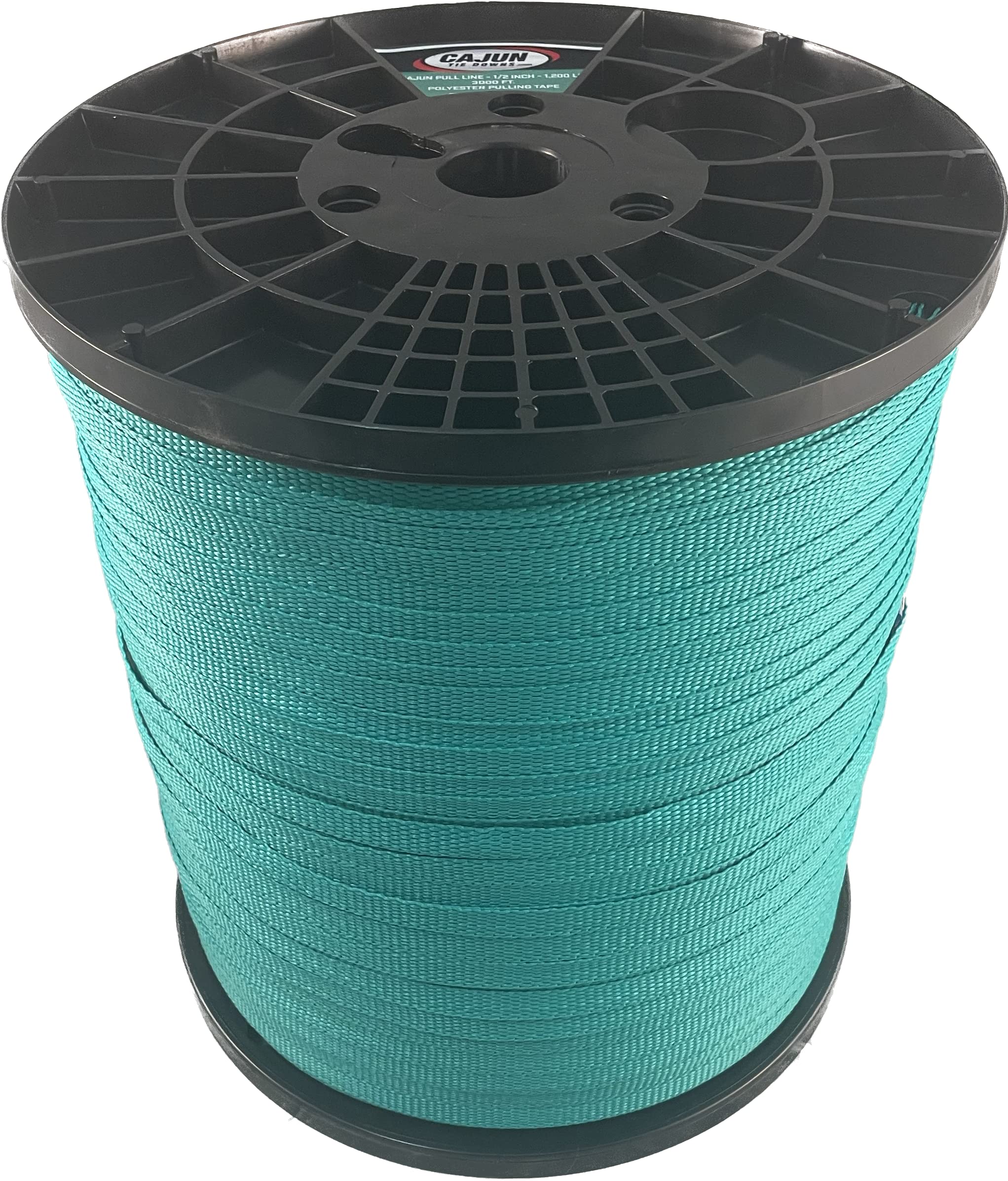 **1/2 Inch 1,200 lb. Polyester Pulling Tape - Heavy Duty Cajun Pull Line - Made in USA (Turquoise, 3000 ft) - Ideal for Construction, Electrical Wiring & Utility Work**