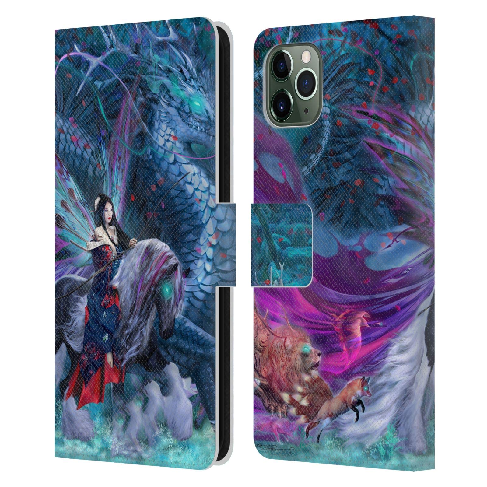 Ruth Thompson Ride of The Yokai Dragons Leather Book Wallet Case for iPhone 11 Pro Max - Officially Licensed by Head Case Designs | Perfect for Travel & Daily Protection