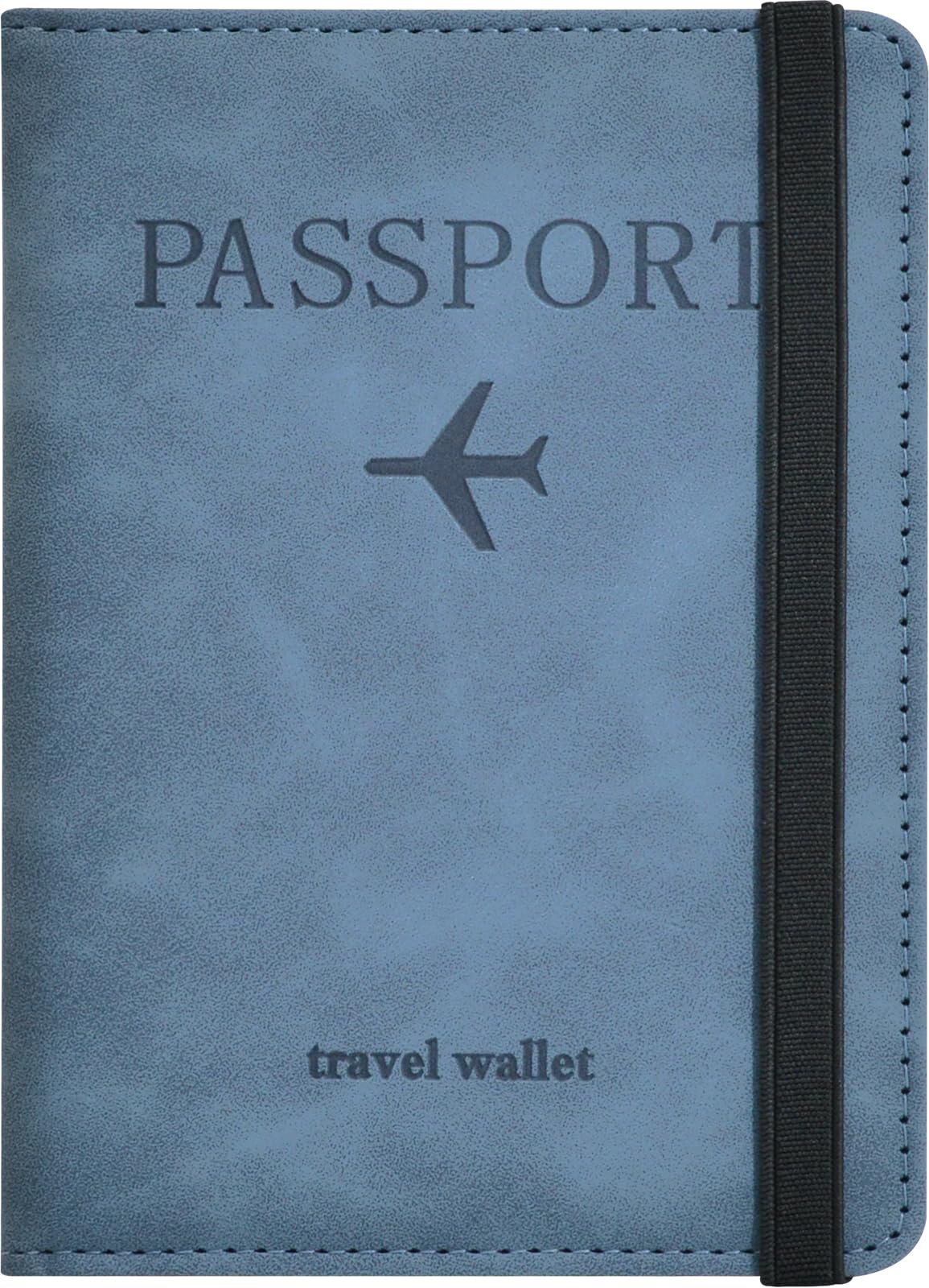 Premium RFID Blocking Leather Passport Holder with Credit Card & Boarding Pass Slots - Travel Wallet Case for Secure Document Protection (Marine Blue) | Ideal for International Flights, Business Trips & Vacation Travel Accessories