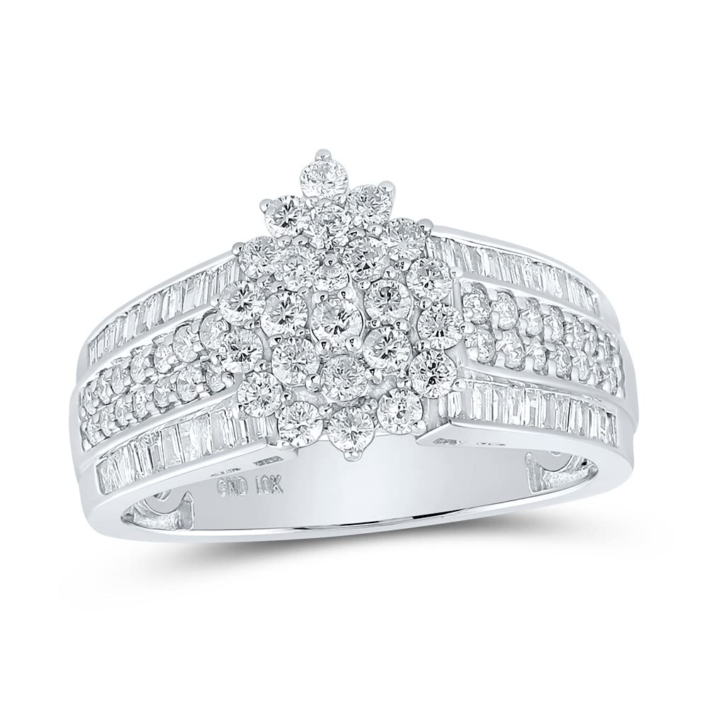 10K White Gold Round Diamond Cluster Ring for Women - 1 CTTW Total Weight | Elegant Jewelry for Engagement, Anniversary & Special Occasions