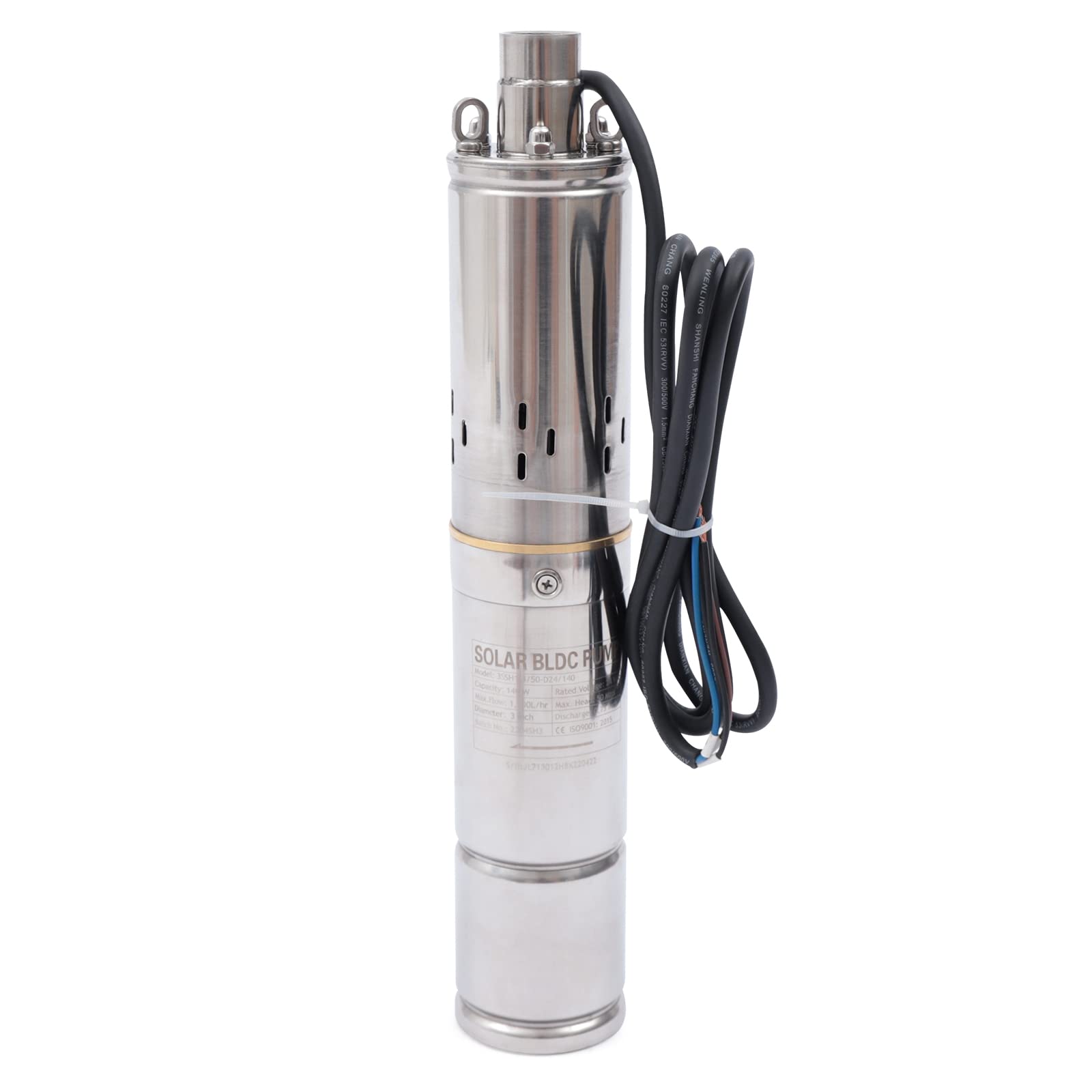 24V 140W Solar Submersible Deep Well Pump with Controller & Smart Sensors - Stainless Steel Automatic Water Pump for Irrigation, Garden Fountains & Water Supply | Perfect for Off-Grid Farming, Backyard Landscaping & Hydroponic Systems