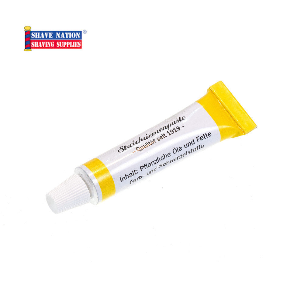 Dovo Leather Strop Paste Conditioner - Premium Leather Care for Razors & Knives - Yellow Tube (2.5 oz) - Restores & Protects Blades, Tools & Leather Goods - Perfect for Barbers, Chefs & Woodworkers