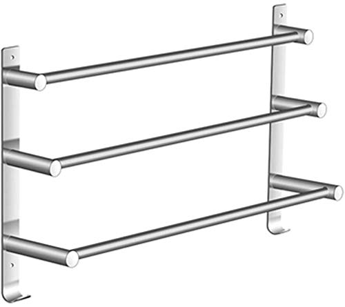 Stainless Steel 3-Tier Bathroom Towel Rack with Hooks - 60cm Wall-Mounted Toilet Shelf for Bath Towels, Robes & Accessories - Durable 304 Steel for Home, Spa & Hotel Use