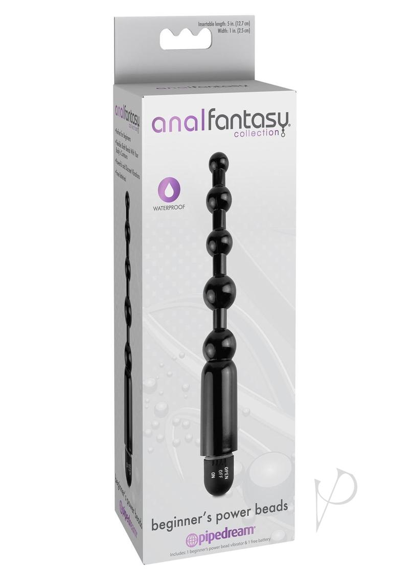 Anal Fantasy Collection Beginner's Power Beads - Waterproof 5 Inch Black Beaded Anal Plug for Enhanced Pleasure & Discreet Wear | Perfect for Couples Play & Solo Exploration