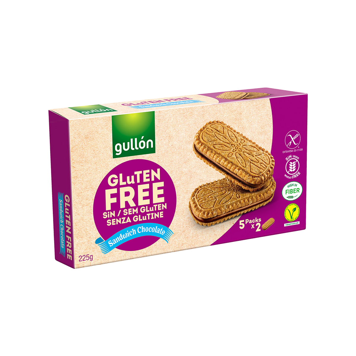 Gullon Gluten Free Oatmeal Chocolate Sandwich Cookies 225g - Healthy Snack for Kids, Breakfast & Office Treats