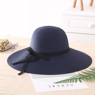 2024 New Foldable Wide Brim Straw Sun Hat for Women - UV Protection Floppy Beach Hat, Summer Travel Cap for Ladies - Perfect for Beach Vacations, Pool Parties & Outdoor Adventures