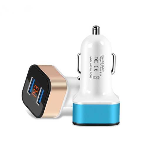 Bakeey 3.1A Dual USB Car Charger with LED Voltage Display - Fast Charging for iPhone, Samsung, iPad, Tablets - Perfect for Road Trips & Daily Commute