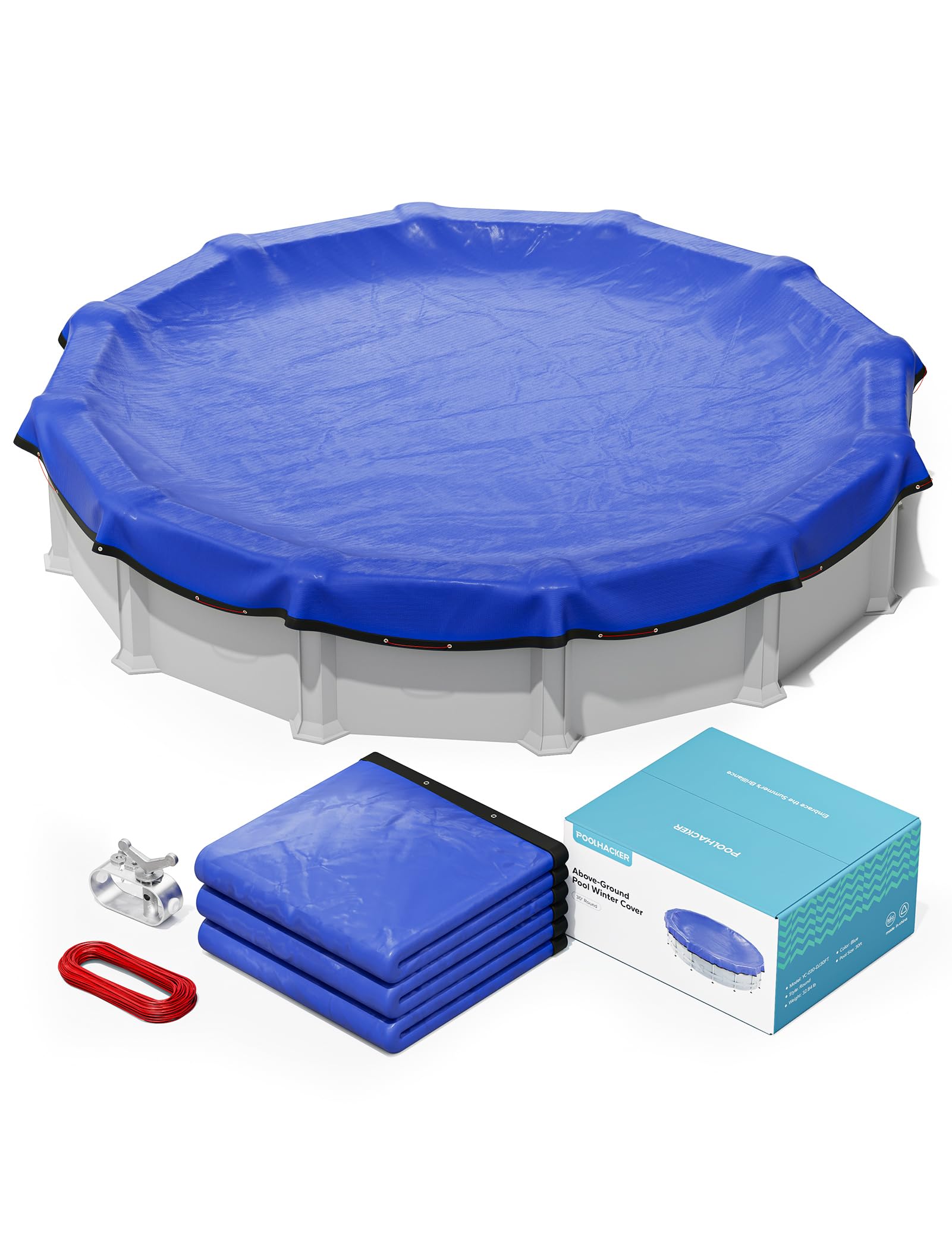 2024 Upgraded 28 ft Round Winter Pool Cover for Above Ground Pools - Heavy Duty 420D Extra Thick Material with 4ft Overlap, Includes Winch & Cable - Perfect for Winter Protection and Seasonal Pool Maintenance