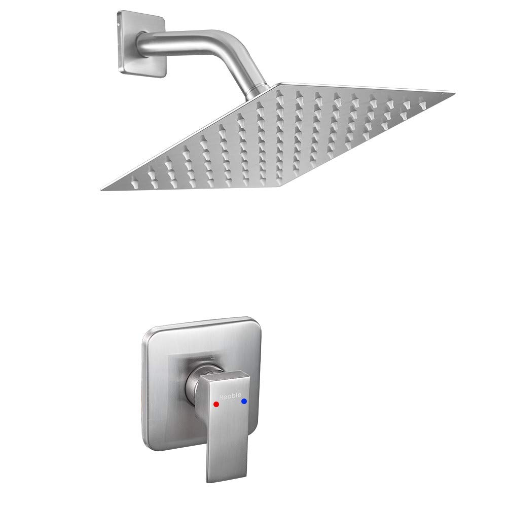 Premium Brushed Nickel Shower Faucet Set - Rainfall Shower System with Stainless Steel Shower Head & Single Function Trim Kit - Ideal for Modern Bathroom Renovation & Spa-Like Shower Experience