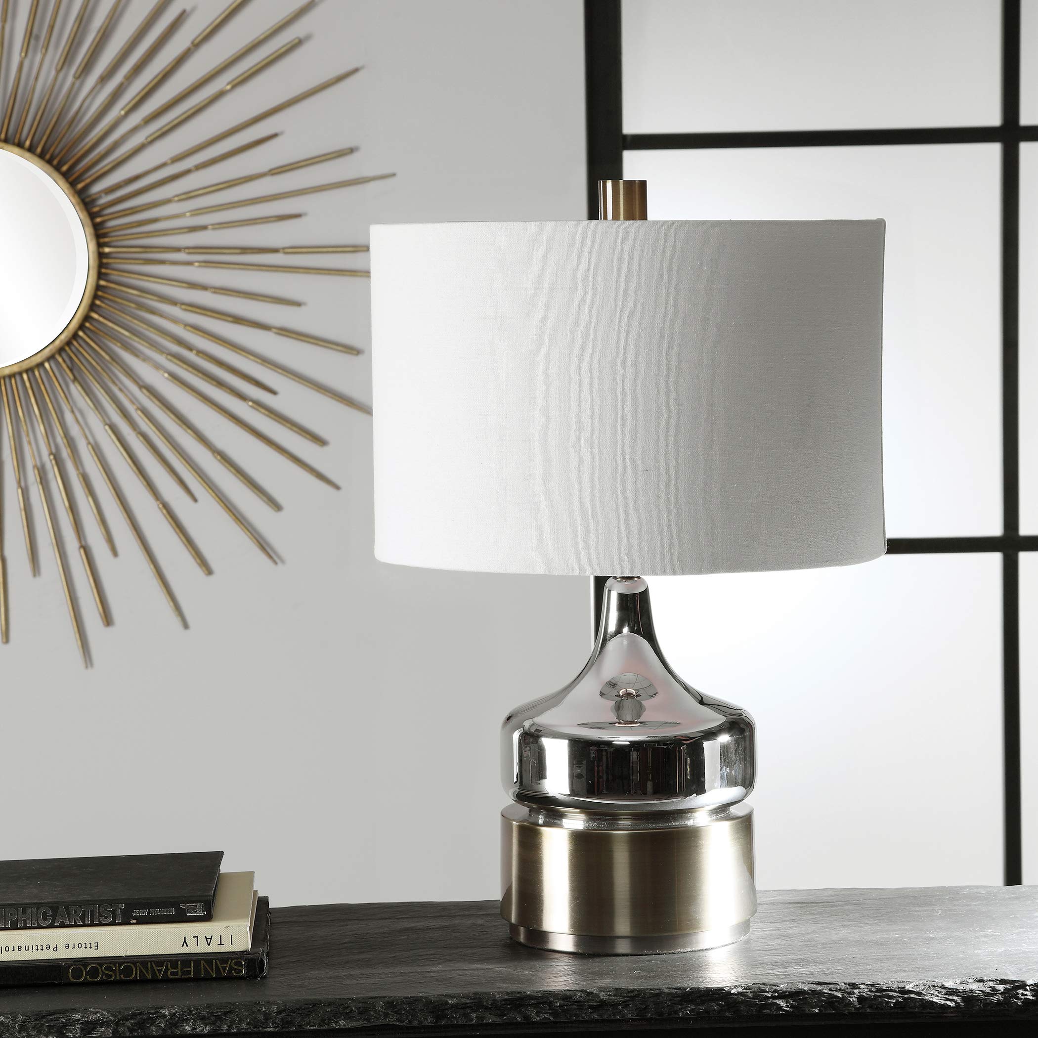 Como Chrome Table Lamp - Modern Desk Light for Home Office, Bedroom & Living Room | Adjustable Brightness, Sleek Design