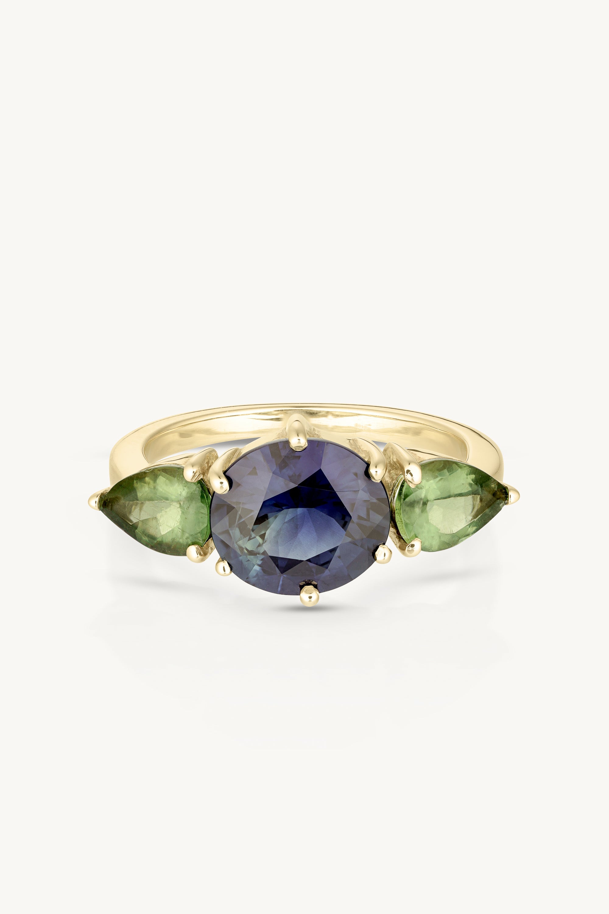 14K Yellow Gold Sapphire & Apatite Ring for Women - Elegant Jewelry Gift for Anniversary, Birthday & Special Occasions