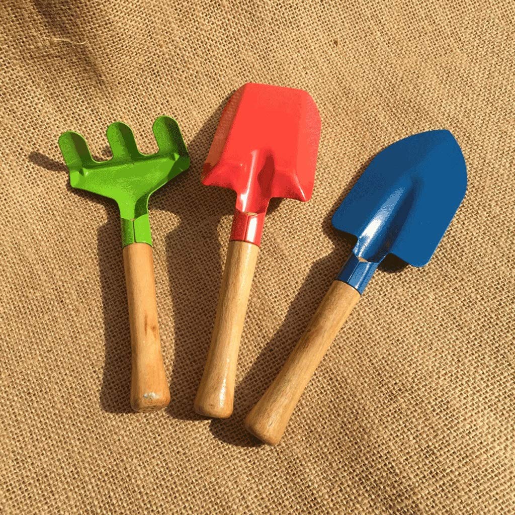 3-Piece Mini Garden Tool Set - Wooden Handle Spade Shovel & Harrow for Potted Plants, Flower Pots, Soil Maintenance | Perfect for Indoor/Outdoor Gardening, Balcony Plant Care, and Home Landscaping