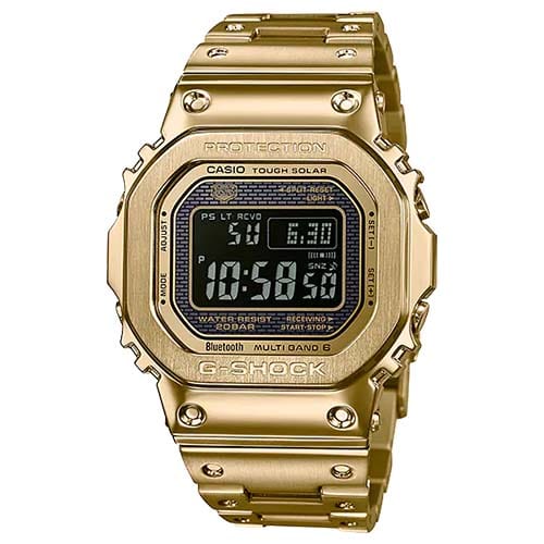Casio G-Shock GMW-B5000GD-9 Stainless Steel Solar Watch - Shock Resistant, Waterproof, Bluetooth - Perfect for Outdoor Sports, Hiking & Everyday Wear