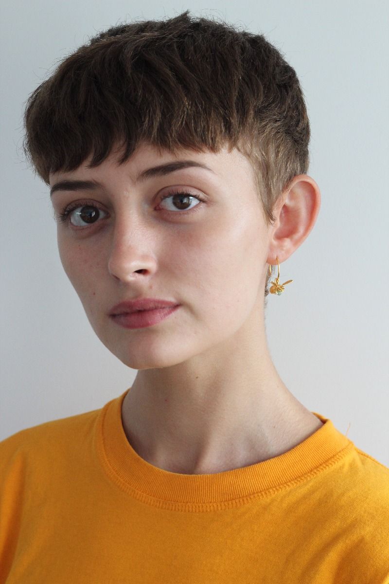 Flying Bee Pearl Hoop Earrings for Women - Dainty Gold Plated Jewelry Gift for Her - Perfect for Everyday Wear, Date Night & Special Occasions