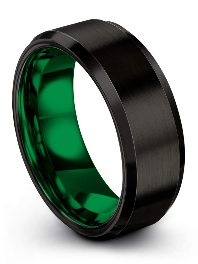 Premium Tungsten Carbide Wedding Band Ring for Men & Women - 8mm Width, Multiple Colors (Green, Red, Blue, Purple, Black, Copper, Fuchsia, Teal) with Bevel Edge & Brushed/Polished Finish - Perfect for Anniversaries, Engagements & Everyday Wear