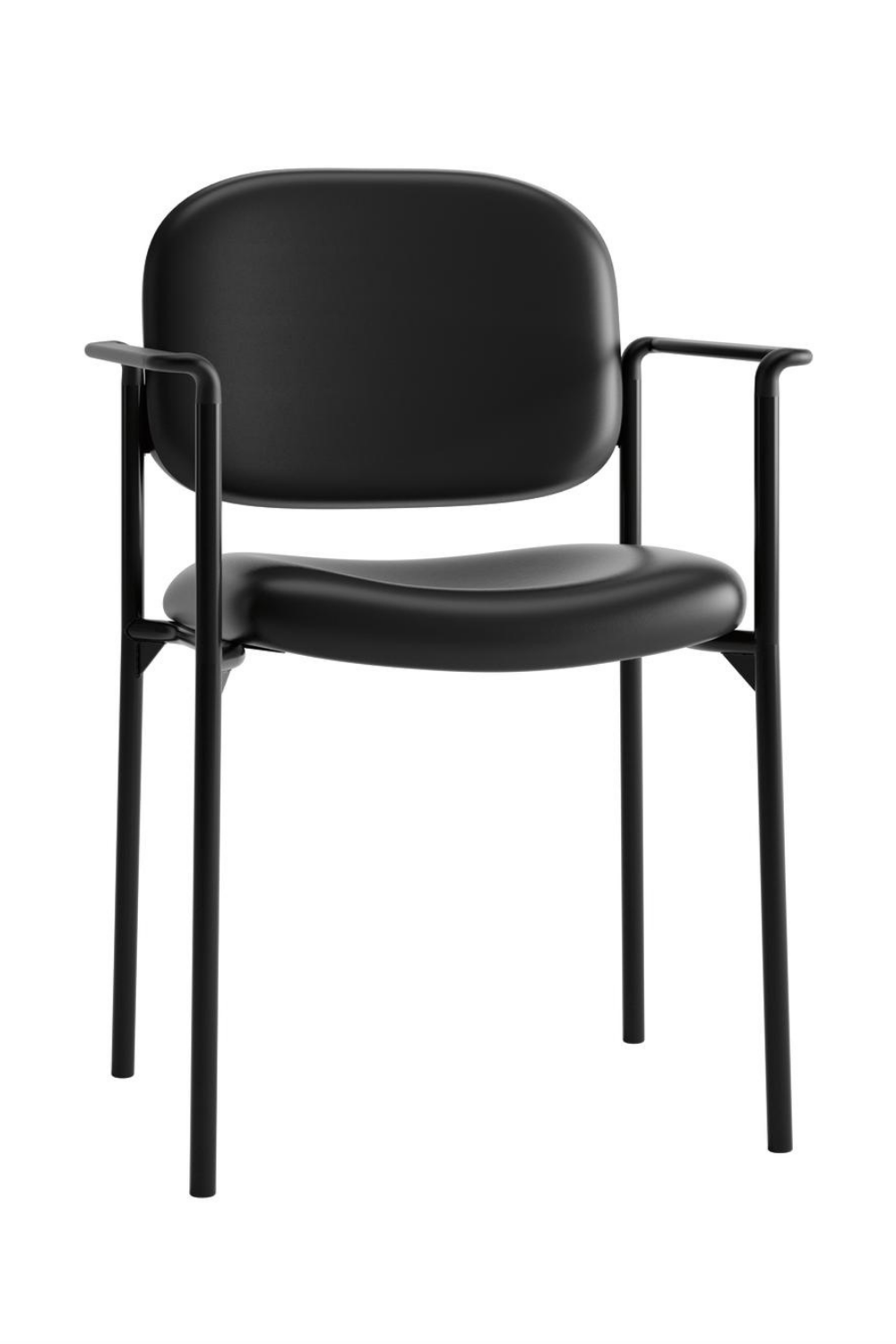 HON Scatter Stacking Black Bonded Leather Guest Chair with Fixed Arms - Comfortable Office Seating for Conference Rooms, Waiting Areas & Reception Spaces