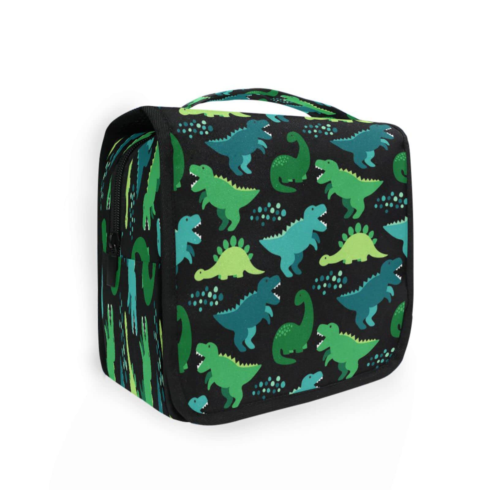 Dinosaur Hanging Toiletry Bag for Women & Kids - Portable Cosmetic Travel Organizer for Makeup, Bathroom Essentials - Perfect for Vacation, Camping, School Trips & Family Travel Accessories