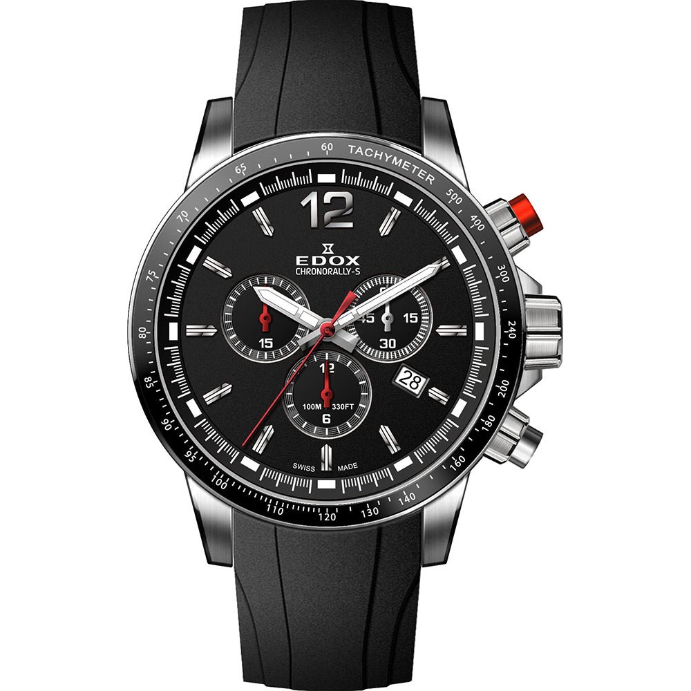 Edox Chronorally S Chronograph Men's Watch 10229 3CA NIN - Swiss Automatic Movement, Stainless Steel Case, Rally-Inspired Design for Racing Enthusiasts & Sports Events