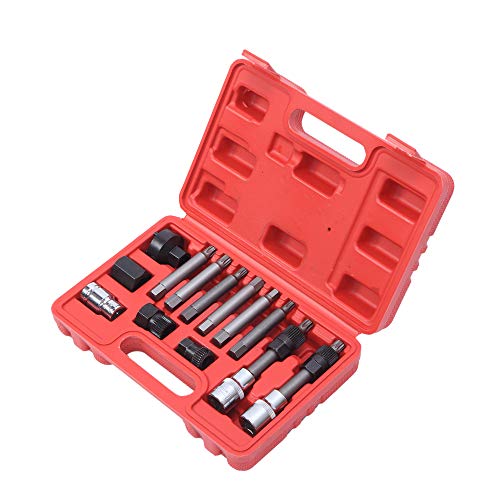 13-Piece Alternator Pulley Tool Kit - Professional Pulley Removal Tool Set for Automotive Repair - Perfect for Mechanics & DIY Car Maintenance