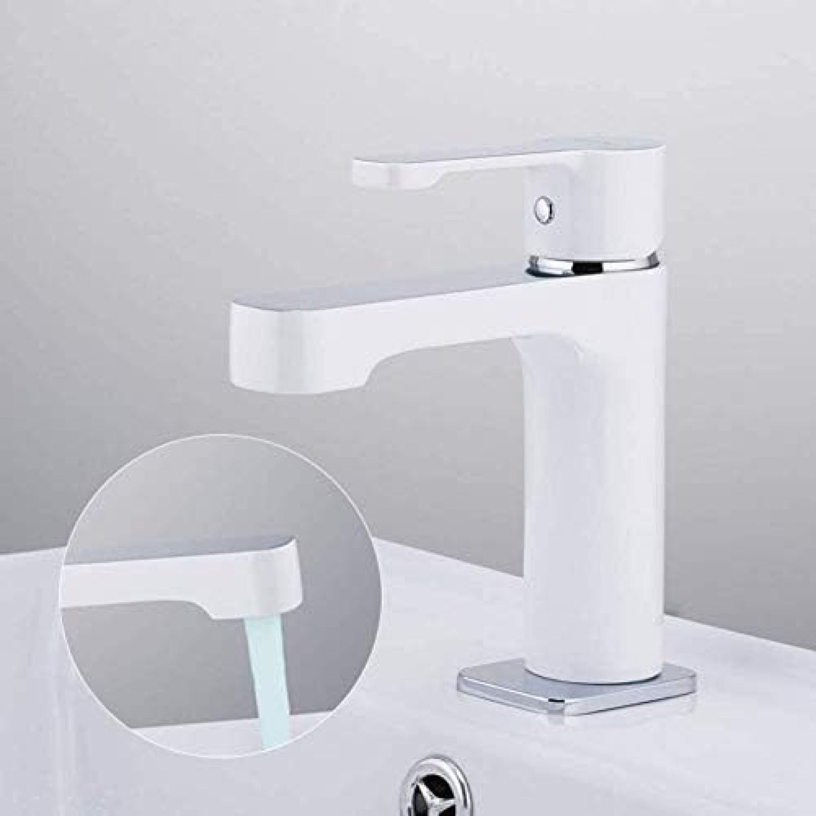 CRJUS Premium Brass Kitchen Sink Faucet - Deck Mounted Waterfall Tap with White Finish for Modern Home & Bathroom | Perfect for Washing Dishes, Filling Pots & Handwashing