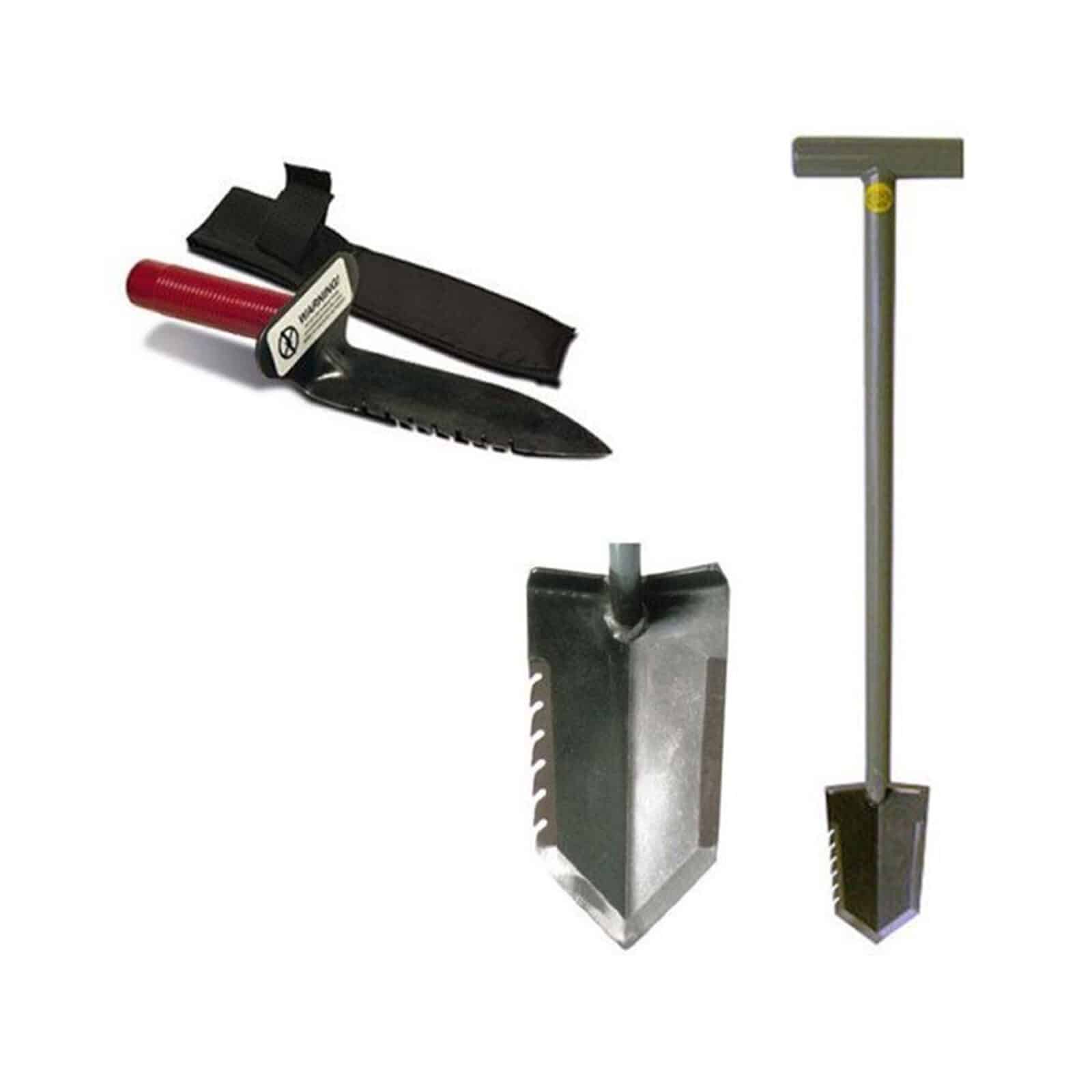 Lesche Shovel Combo - Sampson T-Handle Shovel & Right Serrated Digging Tool for Metal Detecting, Archaeology & Outdoor Treasure Hunting