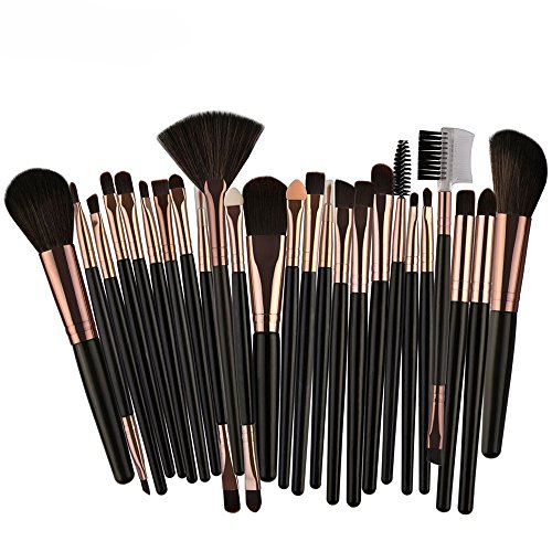 Hmlai 25-Piece Professional Makeup Brush Set - Blush, Eyeshadow, Foundation Brushes for Flawless Makeup Application (Black) | Perfect for Beginners, Professionals & Travel Makeup Kits