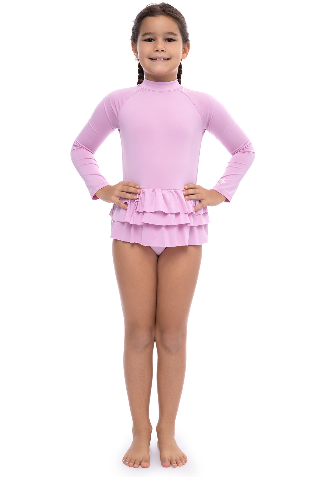 Girl's Kailani Long Sleeve Swimsuit UPF 50+ Sun Protection - Peony Pink Rash Guard for Toddler & Kids Beachwear, Pool Party & Summer Water Activities