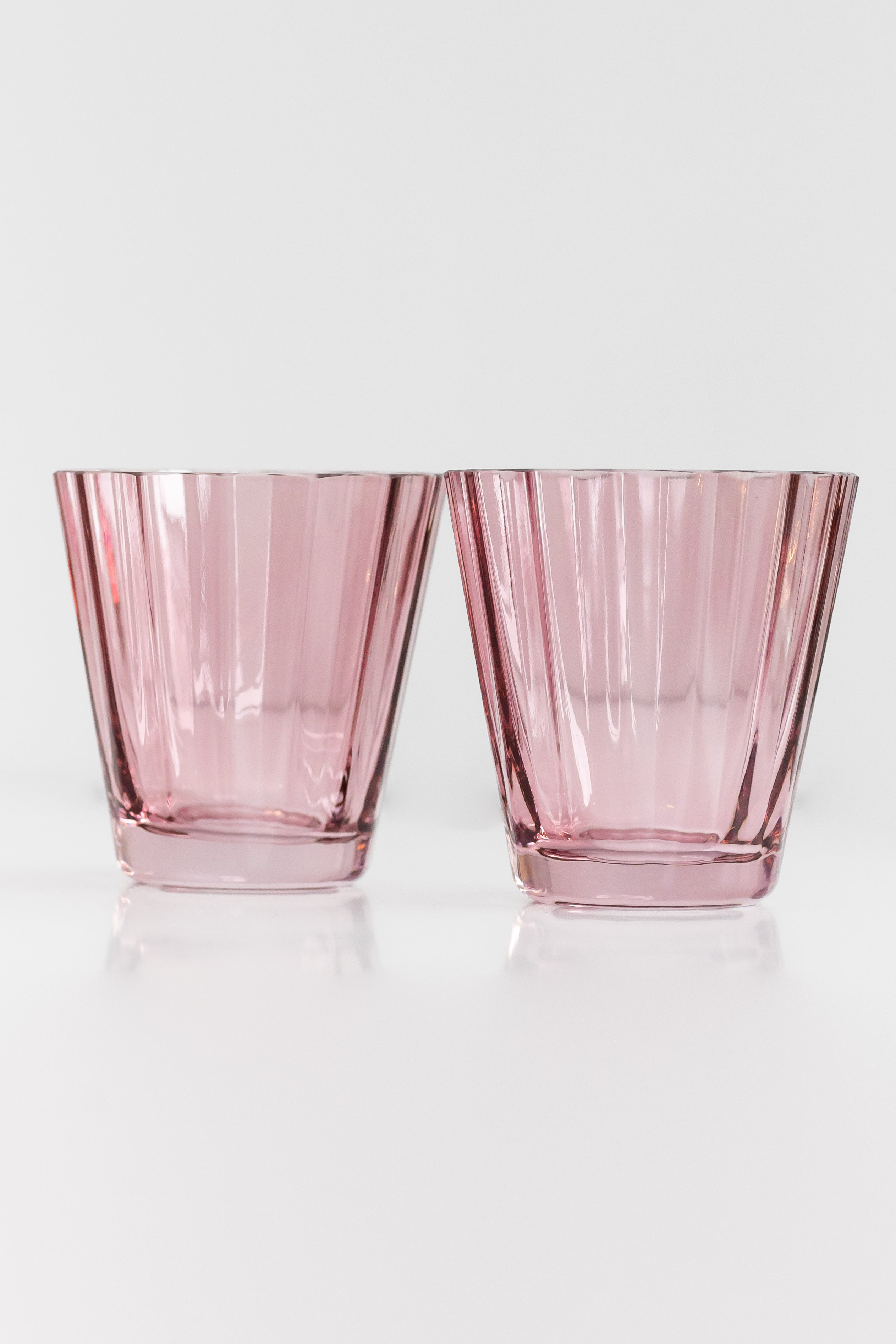 Estelle Colored Sunday Lowball Glasses Set of 2 - Rose Pink Cocktail Tumblers for Iced Coffee, Juice & Summer Drinks | Elegant Barware for Home & Parties