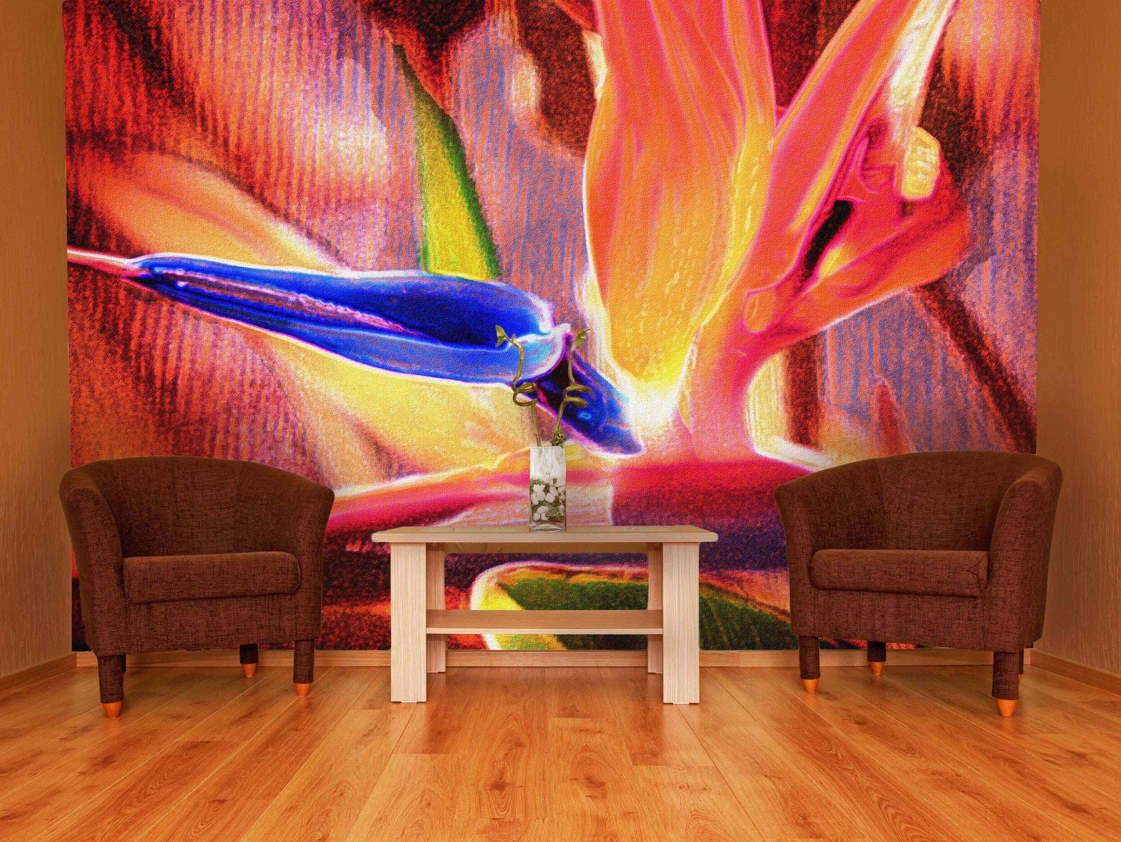 Premium Non-Woven Wallpaper - Strelitzia Bird of Paradise Design, 74.8x113.4 Inches, Wide Roll - Perfect for Living Room, Bedroom, or Office Decoration