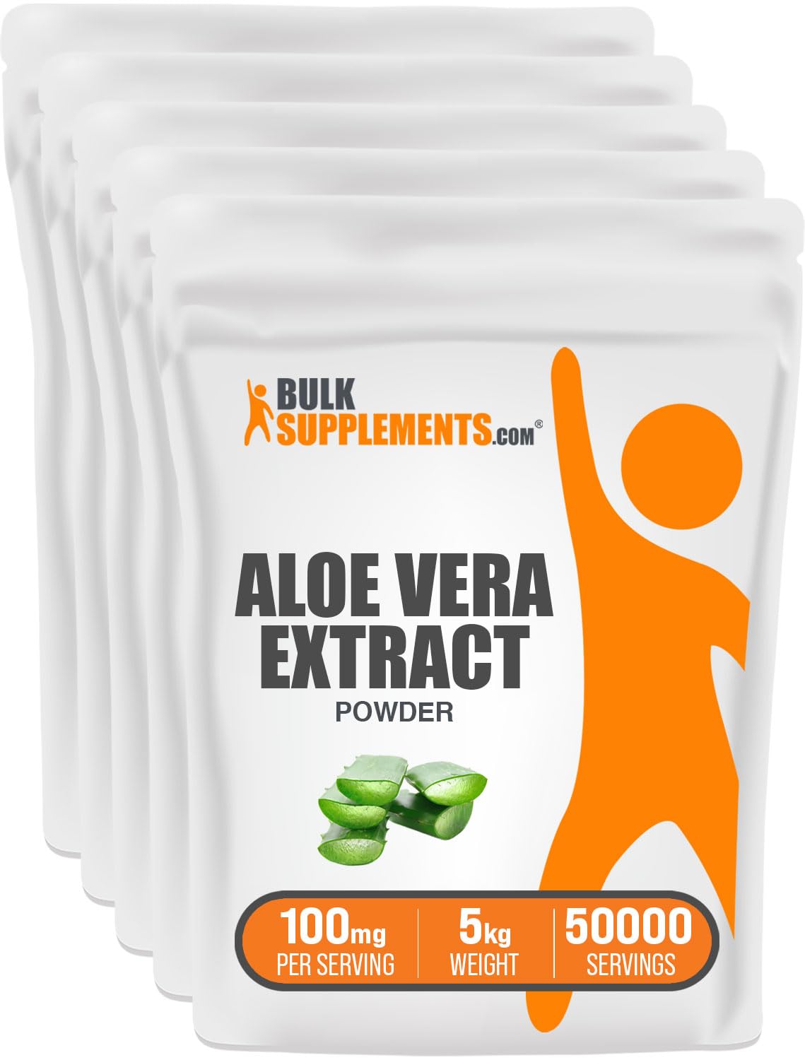Bulk Aloe Vera Extract Powder Supplement - 100mg per Serving, Pure & Gluten Free, 5kg (11 lbs) Pack of 5 - Supports Digestion, Skin Health & Immune System - Perfect for Smoothies, Juices & Herbal Remedies