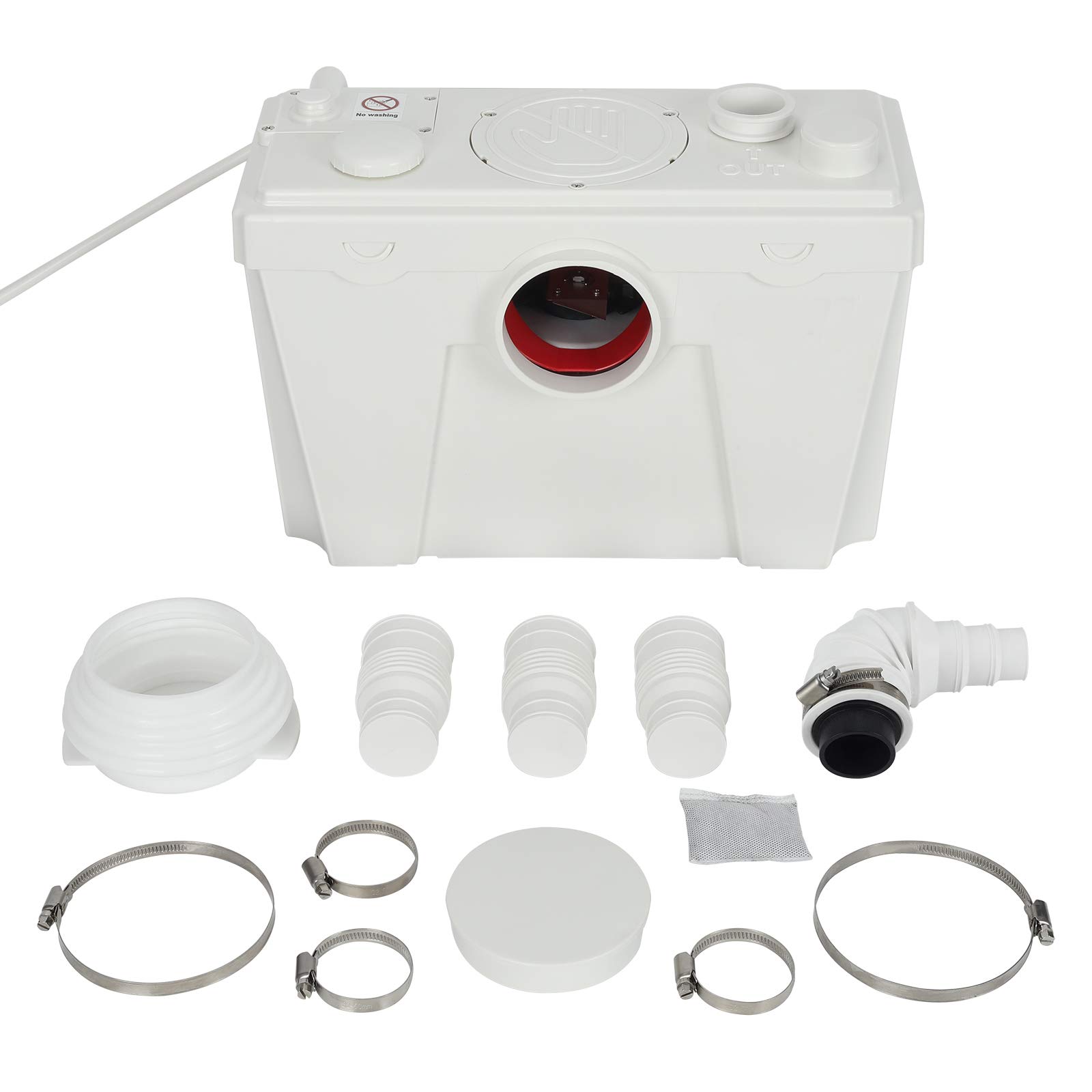 500W Upflush Toilet Macerator Pump System - 4 Water Inlet for Kitchen Sink, Laundry Machine & Bathroom | Compact Sewage Ejector for Basement, RV & Tiny Homes