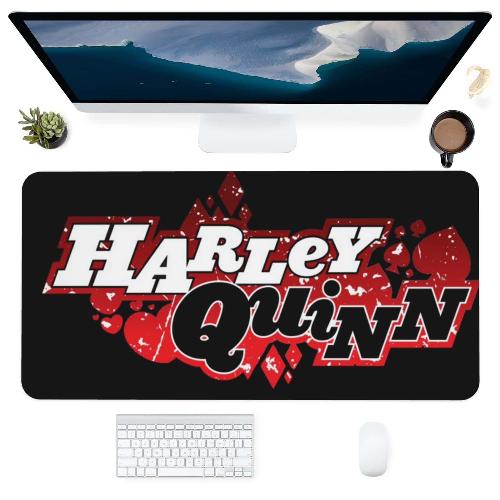 Joker Themed Large Mouse Pad - 16x32 Inch Extended XXL Leather Desk Mat for Computer Keyboard & Mouse - Ergonomic Office Supplies for Gaming & Work