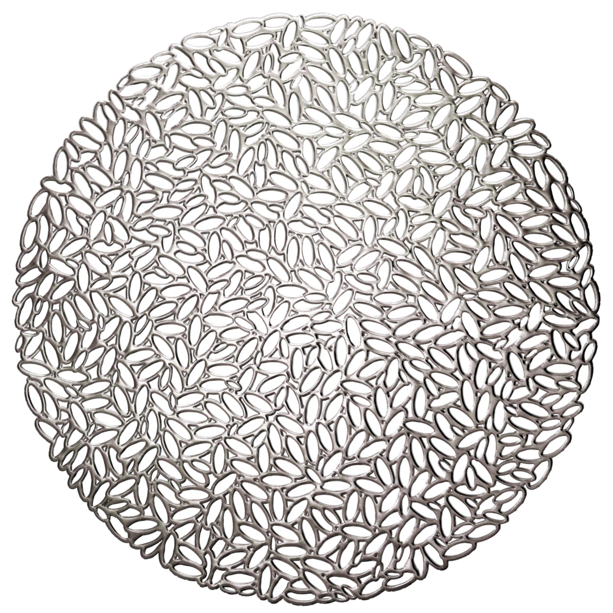 40-Piece Pressed Vinyl Metallic Placemats Set - Elegant Wedding Table Decor in Musk & Silver | Perfect for Bridal Showers, Anniversary Dinners & Holiday Entertaining