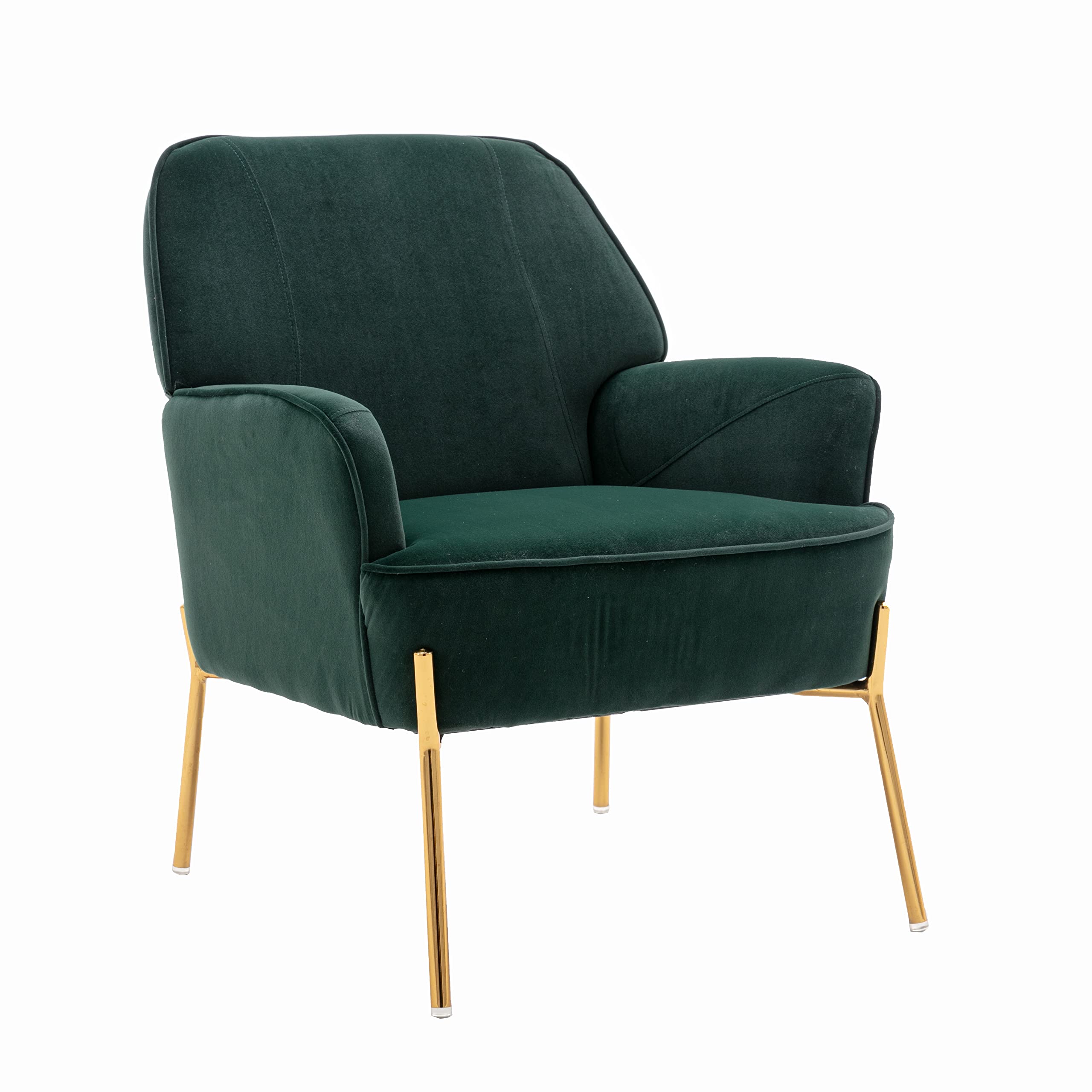 ZOBIDO Comfy Velvet Accent Chair with Glam Metal Legs - Dark Green Upholstered Lounge Chair for Dining Room, Bedroom, Living Room & Beauty Salon - Perfect for Relaxing, Reading & Home Decor