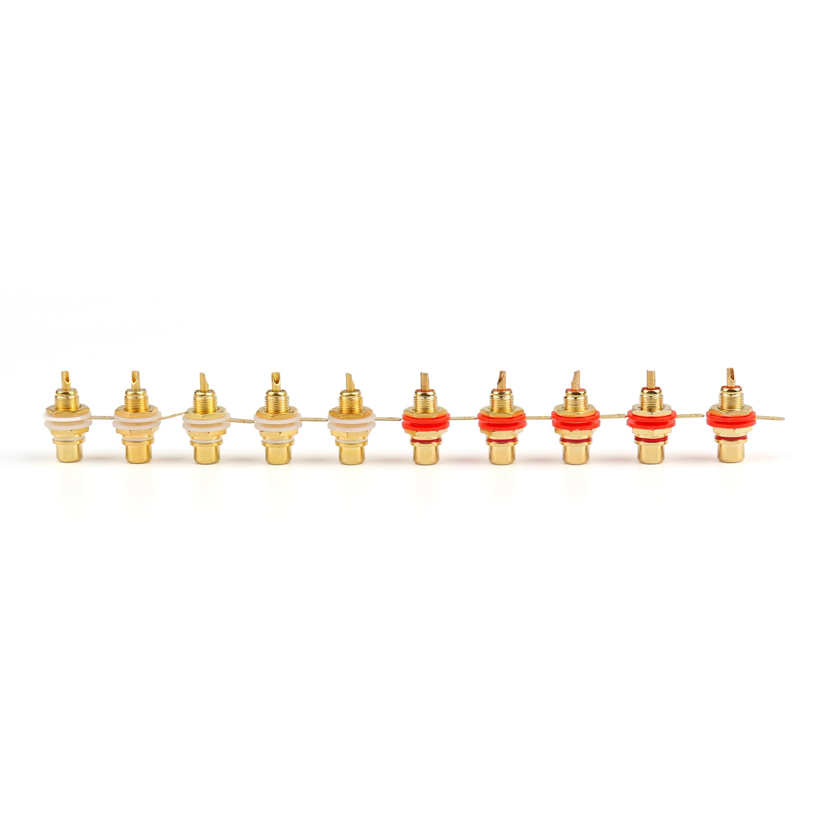 10 Pcs Gold Plated RCA Panel Mount Connector - High Quality Audio Video Socket for Home Theater, Car Stereo & DJ Equipment
