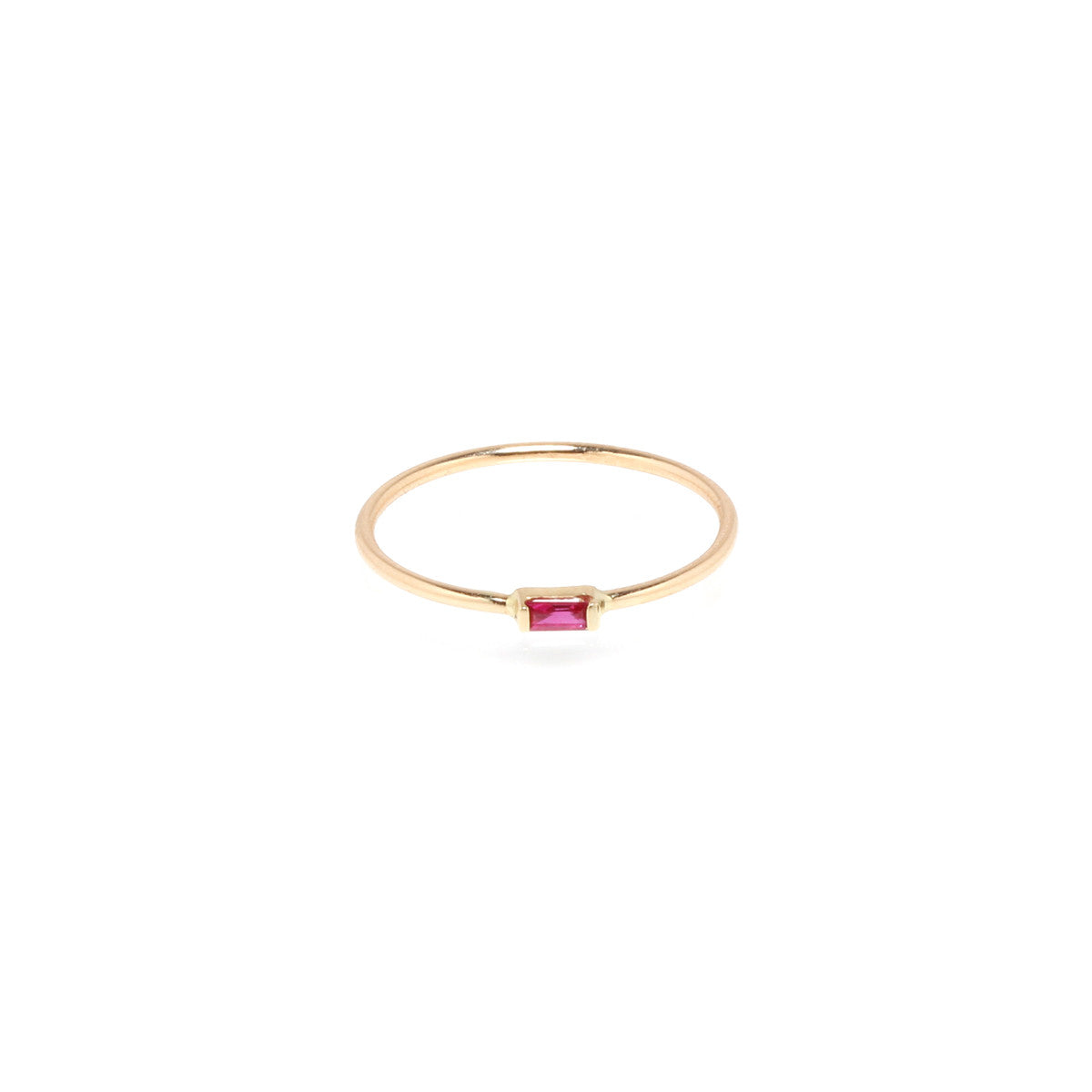 14K Gold Horizontal Ruby Baguette Ring for Women - Elegant Stackable Dainty Jewelry Gift for Anniversary, Valentine's Day & Special Occasions