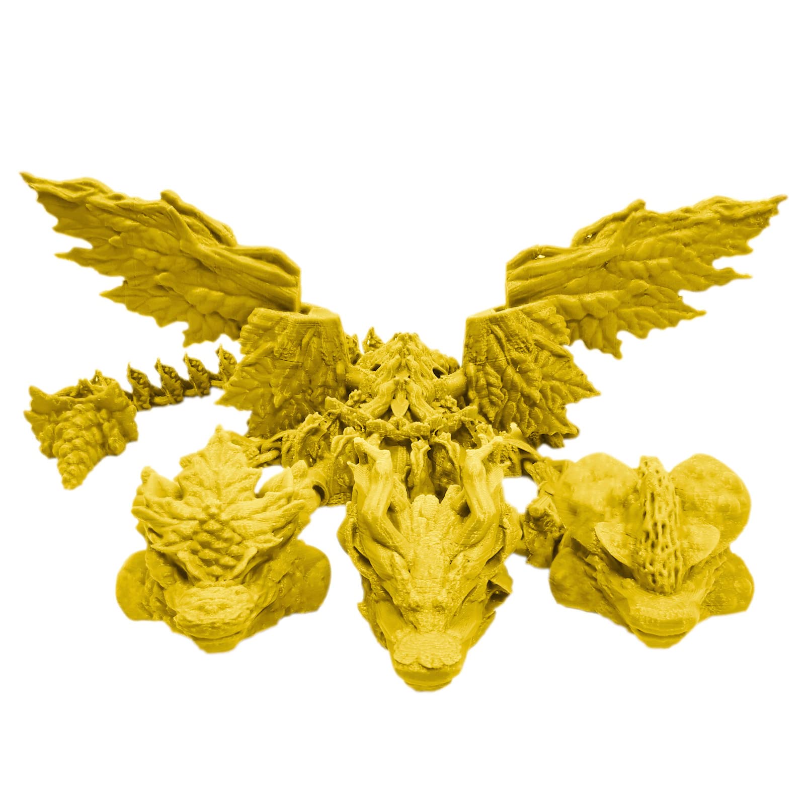 3D Printed Three-Headed Dragon Figurine - Movable Collectible for Home Decor & Stress Relief