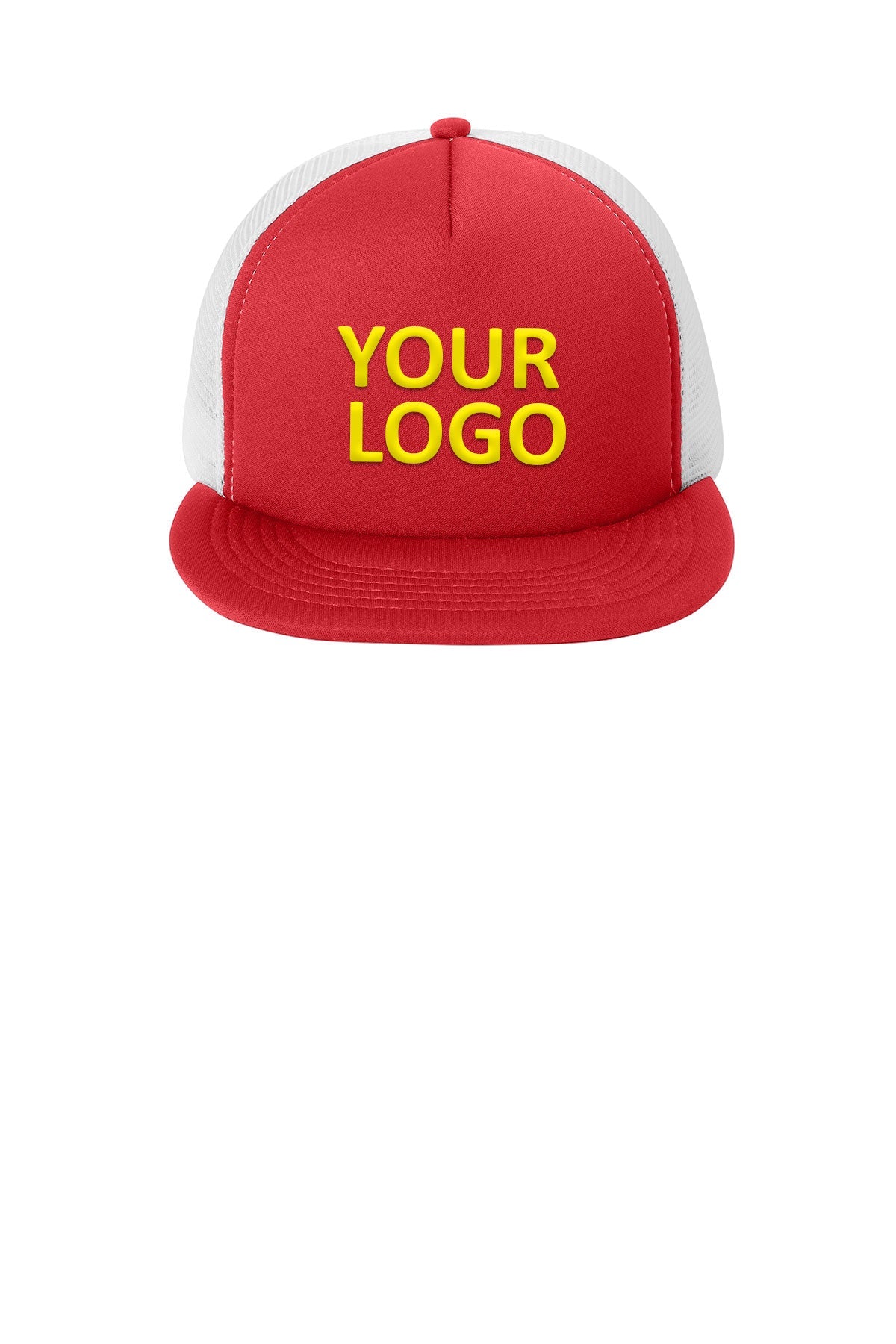 District Flat Bill Snapback Trucker Hat - Adjustable Baseball Cap for Men & Women - Stylish New Red Design - Perfect for Sports, Outdoor Activities & Streetwear Fashion