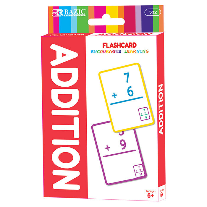 BAZIC 36-Pack Addition Flash Cards for Kids – Math Learning Tools for Classroom & Homeschooling – Perfect for Elementary Students & Teachers