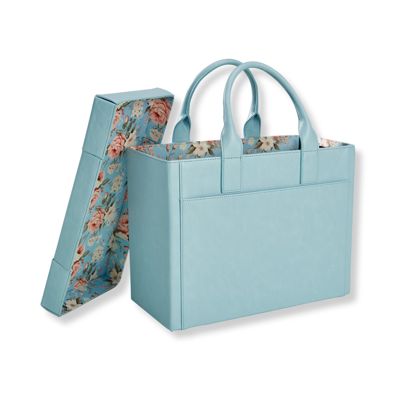 LevTex Tea and Roses Portable File Tote with Lid - Stylish Document Organizer for Office, School & Travel