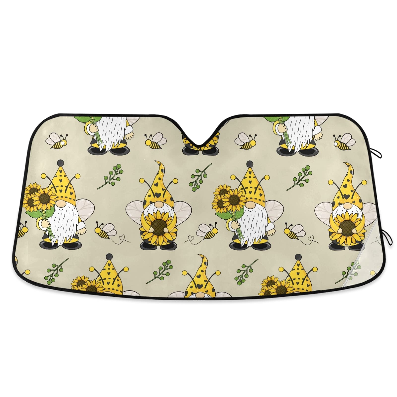 Floral Sunflower & Bee Car Windshield Sun Shade - UV Reflective Foldable Sun Visor Cover for Cars, Trucks & SUVs | Keep Cool & Protect Interior from Sun Damage | Perfect for Summer Road Trips & Outdoor Parking