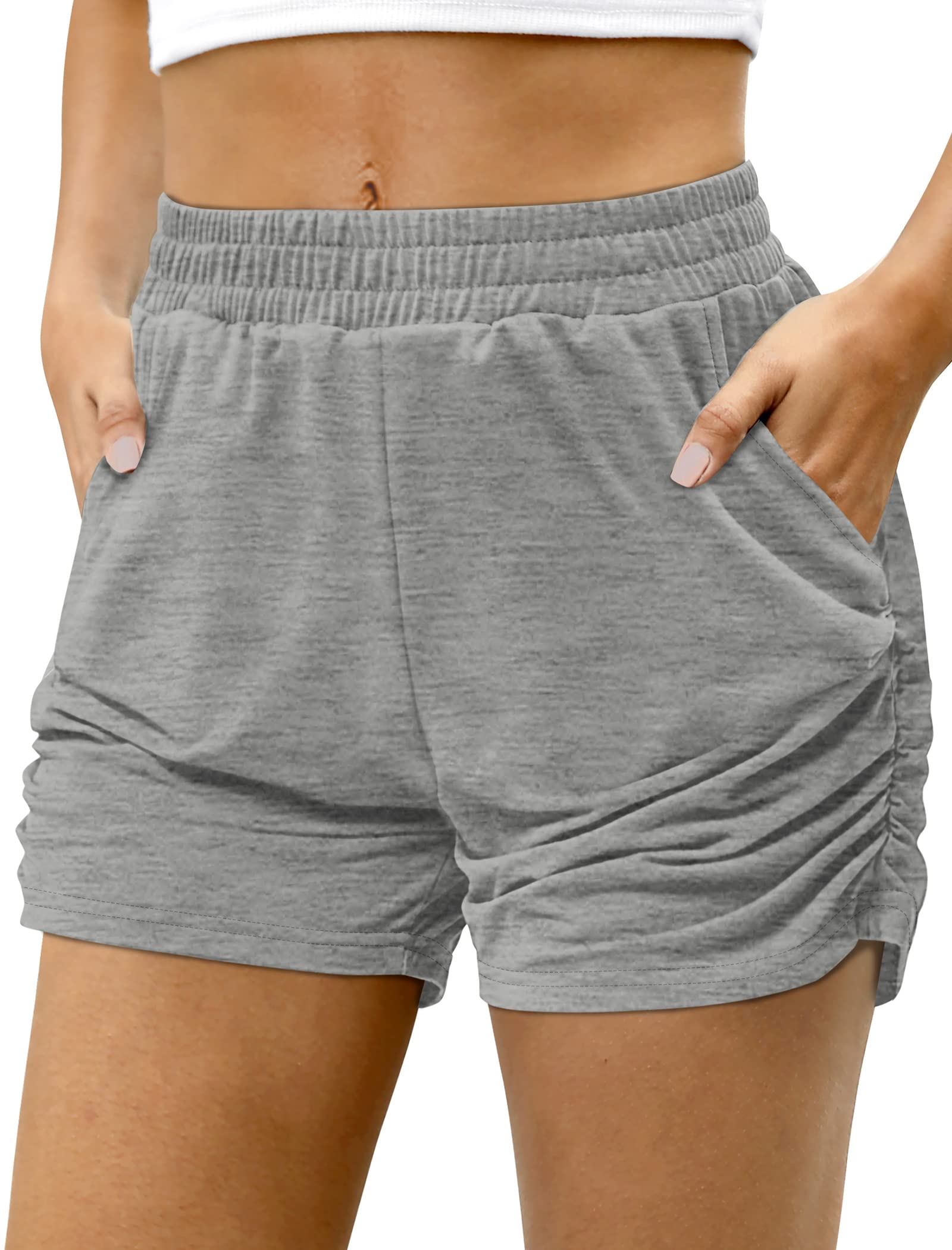 Aloodor Women's Casual Summer Athletic Shorts with Pockets - Comfortable Workout & Lounge Shorts for Running, Yoga, and Everyday Wear