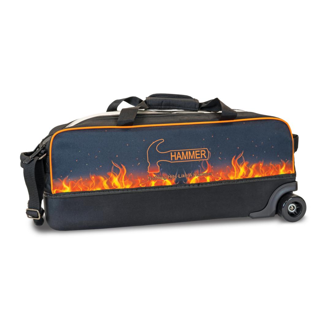 Premium Hammer Dye Sublimation Slim Triple Tote Bowling Bag with Flame Design - Perfect for League Play, Tournaments & Practice Sessions