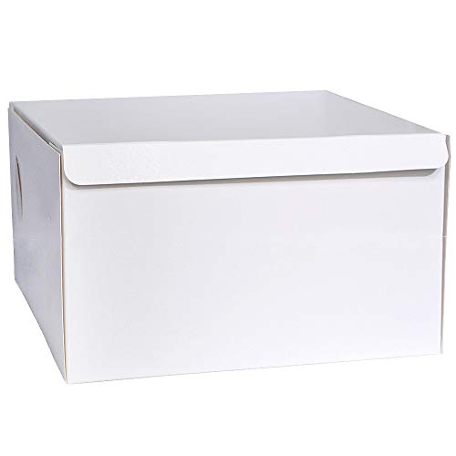 50-Pack White Cake Boxes 16x16x6 Inches - Premium Bakery Packaging for Cupcakes, Pastries & Desserts - Perfect for Parties, Weddings & Gift Giving