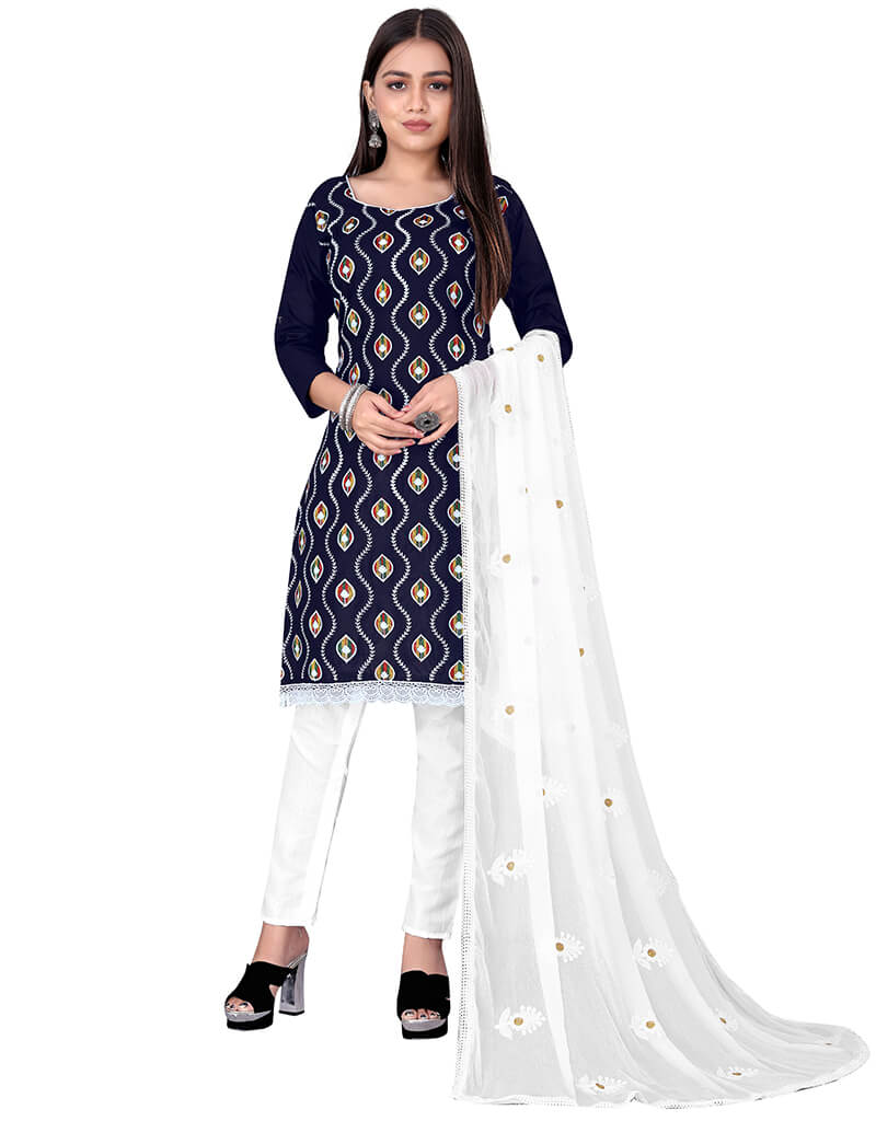 Stylish Blue Cotton Salwar Suits for Women - Comfortable Traditional Indian Outfit for Festivals, Weddings & Daily Wear