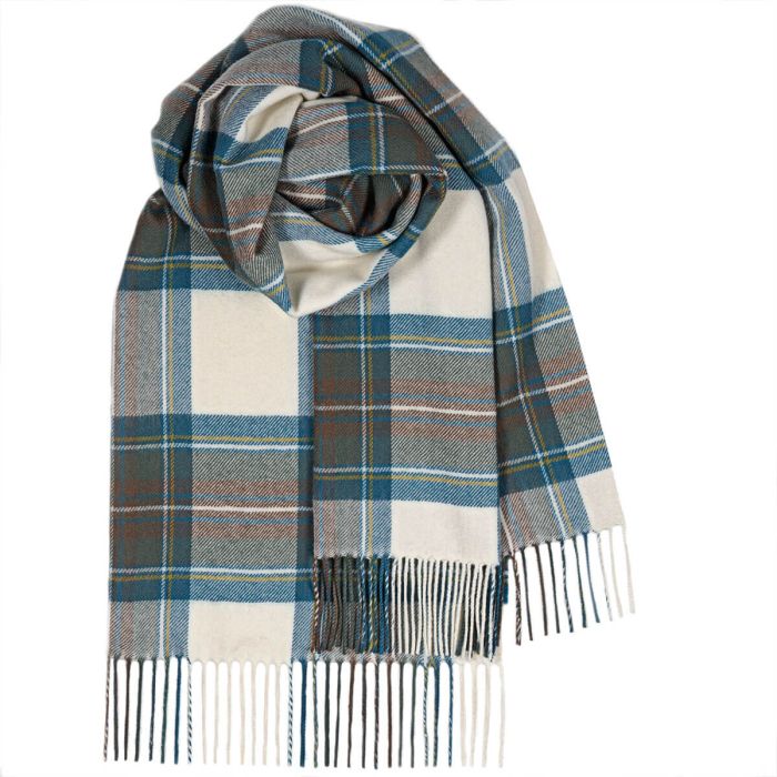 Bobbie Stewart Blue Tartan Lambswool Stole Shawl - Classic Plaid Wool Scarf for Women - Perfect for Winter, Fall Fashion & Holiday Outfits