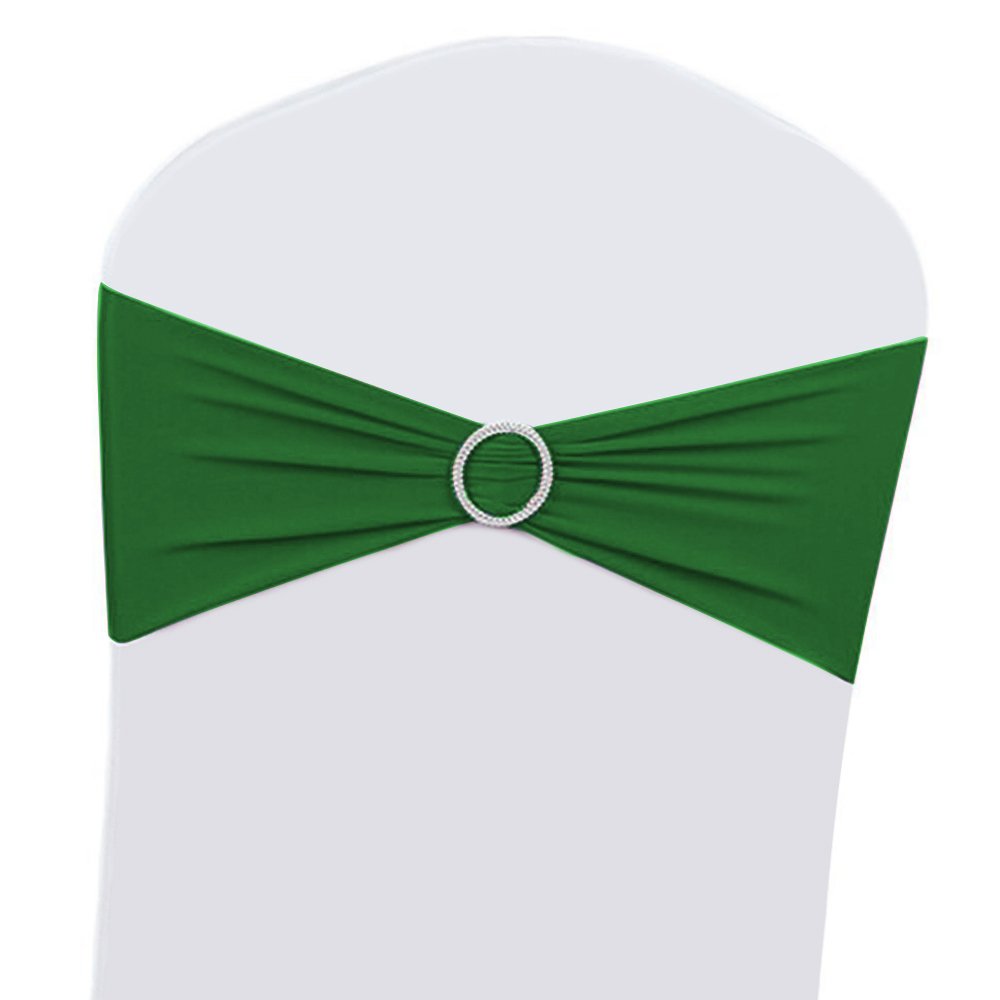 25PCS Stretch Chair Sashes with Buckle - Elegant Green Wedding Chair Bands for Banquet, Hotel, Birthday Party Decorations | Perfect for Bridal Showers, Anniversary Celebrations & Special Events
