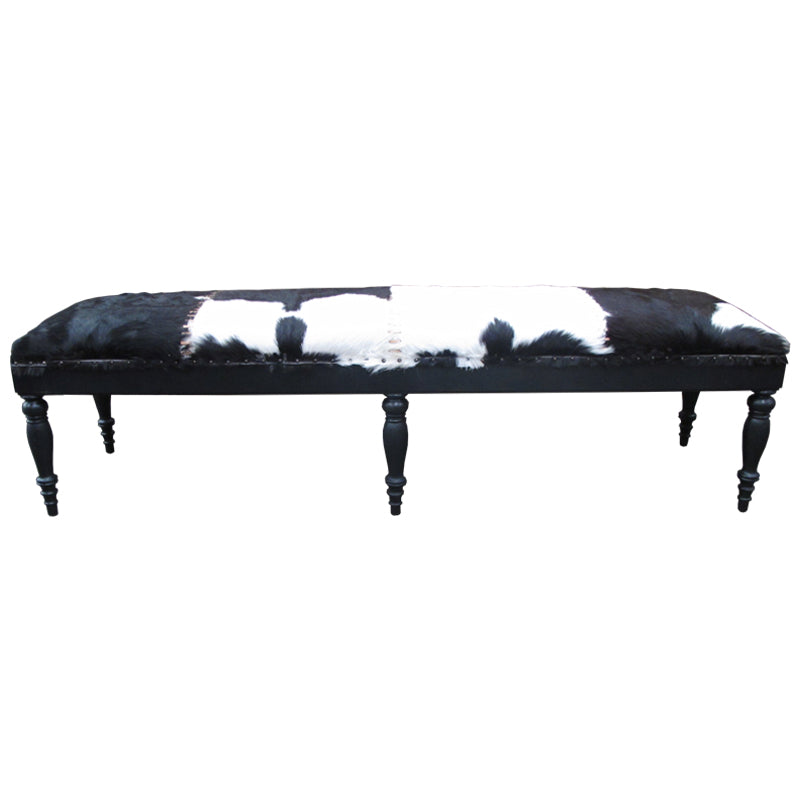 Premium Pedro Goatskin Leather Bench - 175cm Modern Black & White Sofa for Living Room, Bedroom & Office Decor
