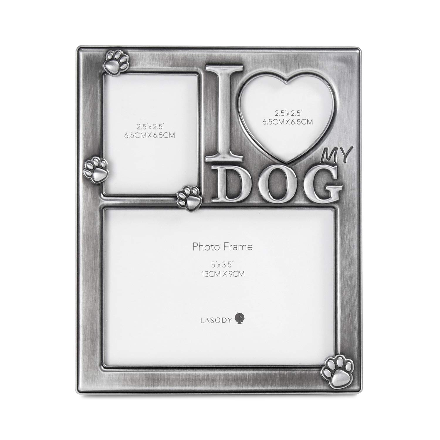 LASODY I Love My Dog Collage Picture Frame - Woof Themed Tabletop Photo Display for Pet Lovers - Perfect for Living Room Decor, Dog Memorials & Gift Giving