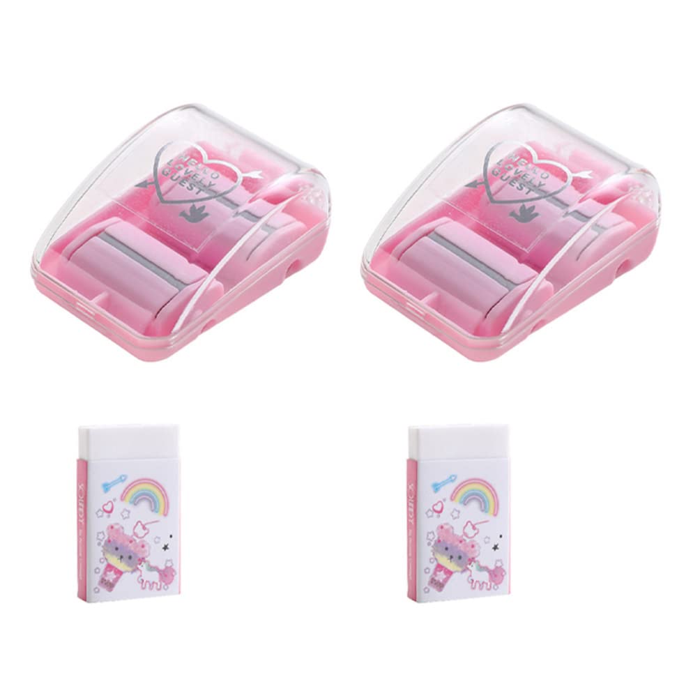 STOBOK Portable Desk Mini Eraser Cleaner Roller Set of 2 - Desktop Eraser Crumb Collector with Eraser Shaving Brush for Office & Home Use | Perfect for School, Office, and Crafting Workspaces